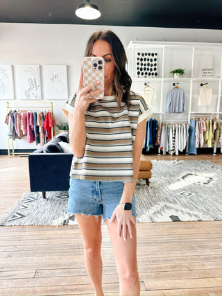 Francesca Multicolor Stripe Knit Top - Cream Multi