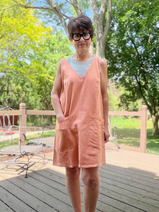 Rosie Wash Denim Mini Dress-Dresses & RompersRosie Acid Wash Denim Mini Dress – Washed Apricot | VerClare Boutique-Shop the Rosie Wash Denim Mini Dress in Washed Apricot. 100% cotton rigid denim, acid wash, adjustable straps, front pockets. Sizes S–L.-VerClare Boutique