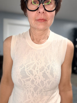 Tibi Mesh Tank - Cloud-Tops Basic SolidTibi Mesh Tank - Cloud | VerClare Boutique | Jenison MI -The Z Supply Tibi Mesh Tank is a beautiful lightweight yarn knit sleeveless top featuring subtle mesh detailing, a classic crew neckline, and a sleek, versatile silhouette. Free US shipping on eligible orders. -VerClare Boutique