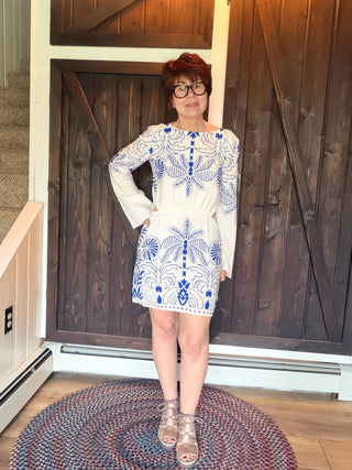 nautical cocktail dress Z Supply Tahina Palm Mini Dress – Nautical