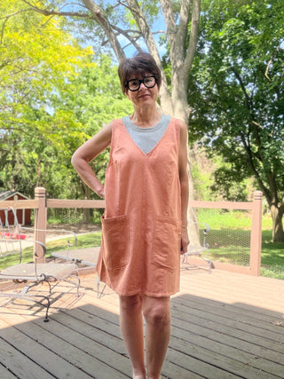 Rosie Wash Denim Mini Dress-Dresses & RompersRosie Acid Wash Denim Mini Dress – Washed Apricot | VerClare Boutique-Shop the Rosie Wash Denim Mini Dress in Washed Apricot. 100% cotton rigid denim, acid wash, adjustable straps, front pockets. Sizes S–L.-VerClare Boutique
