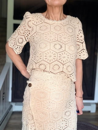 Raquel Lace Skirt - Natural-BottomsZ Supply Raquel Lace Maxi Skirt - Natural | VerClare Boutique-Shop the Z Supply Raquel Lace Skirt in Natural — 100% cotton lace, high-rise wrap front, fully lined maxi silhouette. Free US shipping on eligible orders.-VerClare Boutique