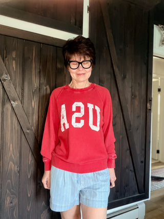 Jordan Long Sleeve USA - Red-SweatshirtsJordan Long Sleeve USA - Red | VerClare Boutique | Jenison MI -Shop the Thread & Supply Jordan USA Sweatshirt in Red. Featuring a distressed vintage graphic and soft raglan fit, it’s the ultimate cool, casual staple. Free US shipping on eligible orders. -VerClare Boutique