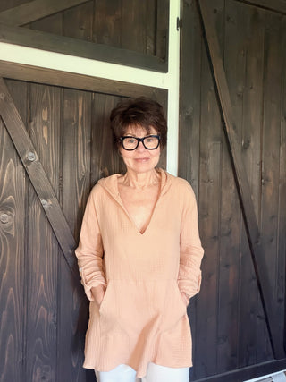 Sonja Gauze Hoodie-Tops Basic SolidSonja Gauze Hoodie | VerClare Boutique-Shop the Sonja Gauze Hoodie at VerClare Boutique. A lightweight, breezy gauze hoodie perfect for warm-weather layering. Free US shipping available on eligible orders.-VerClare Boutique