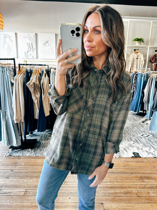 Harley Khaki Plaid-Tops Casual-VerClare Boutique