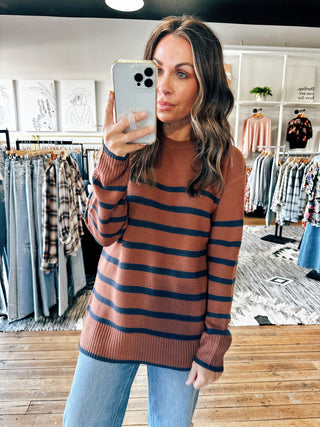 Navy Rust View. The Holland Sweater-4 Colors-Sweaters-VerClare Boutique