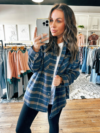 Blue Brown View. Trista Plaid Button Up-2 Colors-Tops Casual-VerClare Boutique