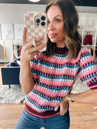 Felicity Pink & Blue Sweater-SweatersFelicity Pink & Blue Sweater | VerClare Boutique-Pink and blue striped sweater with a soft, relaxed fit and lightweight feel. Playful everyday style. Free US shipping from VerClare Boutique.-VerClare Boutique