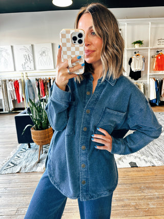 Z SUPPLY - All Day Knit Denim Jacket - Indigo-Jackets & Kimonos-VerClare Boutique