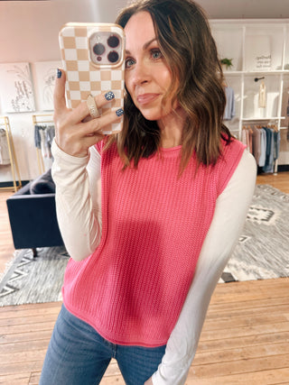 Mira Sleeveless Sweater Top - Punch-Tops Basic SolidWishlist Mira Sleeveless Sweater Top – Punch | VerClare Boutique | Chenoa, IL-Shop the Wishlist Mira Sleeveless Sweater Top in Punch at VerClare Boutique. A lightweight knit perfect for layering or wearing solo for an easy, polished look.-VerClare Boutique