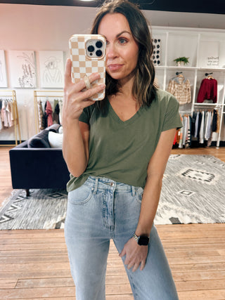 Z Supply-Modern V-Neck Tee-3 Colors-Tops Basic SolidZ Supply Modern V-Neck Tee – White, Tea Leaf & Black | VerClare Boutique | Chenoa, IL-Shop the Z Supply Modern V-Neck Tee in White, Tea Leaf & Black — soft, breathable, and effortlessly flattering. Perfect everyday essential at VerClare Boutique! | VerClare Boutique | Chenoa, IL-VerClare Boutique