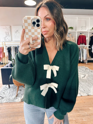 Hadley Front Bow Sweater Cardigan - 2 Colors-Sweaters-VerClare Boutique