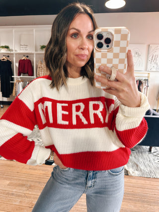 "Merry" Striped Sweater-Sweaters-VerClare Boutique
