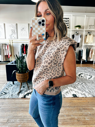 Greer Leopard Sweater Vest-Sweaters-VerClare Boutique