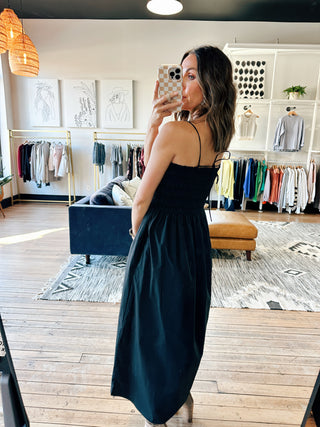 Cornelia Poplin Maxi Dress - Black