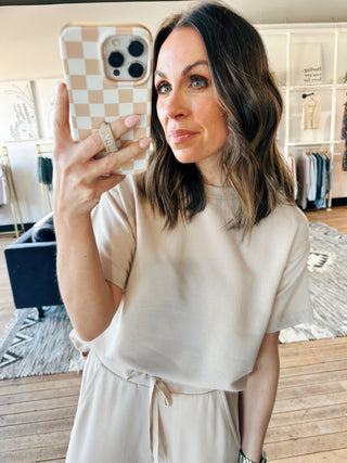 Harbor Modal Top - Parchment-Tops Basic SolidHarper Two Piece Set-Blush | VerClare Boutique | Chenoa, IL-Women's Blush Lounge Set. Available in sizes: S, M, L. 60% Cotton, 40% Polyester. Free US shipping on all eligible orders. Located in Chenoa, Illinois.-VerClare Boutique