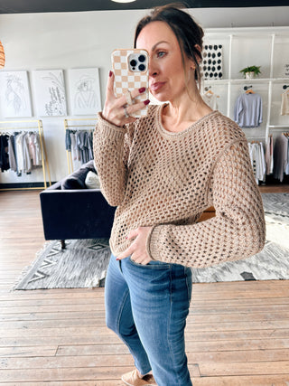 Cala Shimmer Crochet Sweater - Campfire-SweatersZ-Supply Cala Shimmer Crochet Sweater-Campfire | VerClare Boutique | Chenoa, IL-Shop the Z-Supply Cala Shimmer Crochet Sweater-Campfire. Available now at VerClare Boutique! | VerClare Boutique | Chenoa, IL-VerClare Boutique