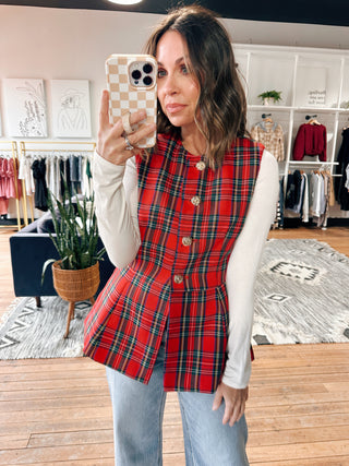 Season Plaid Top-Tops Casual-VerClare Boutique