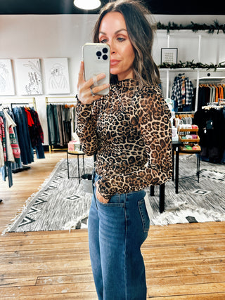 Leopard Mesh Top-Tops Casual-VerClare Boutique