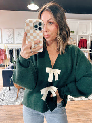 Hadley Front Bow Sweater Cardigan - 2 Colors-Sweaters-VerClare Boutique