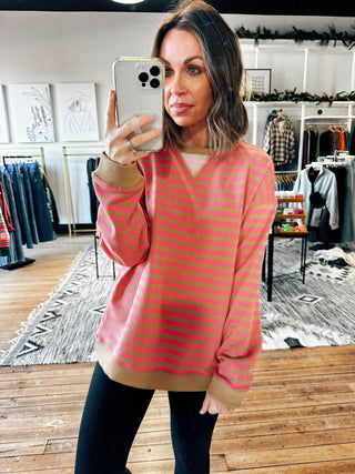 Front View. Sonya Striped Pullover-Sweaters-VerClare Boutique