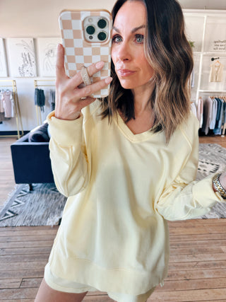 Weekender V-Neck - Sunnyside-Tops Basic SolidHarper Two Piece Set-Blush | VerClare Boutique | Chenoa, IL-Women's Blush Lounge Set. Available in sizes: S, M, L. 60% Cotton, 40% Polyester. Free US shipping on all eligible orders. Located in Chenoa, Illinois.-VerClare Boutique