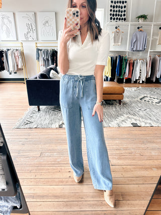 Pearla Pants - Blue Chambray