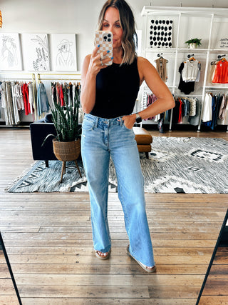 Crystal Mid Rise Wide Leg-Bottoms-VerClare Boutique