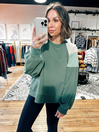 Green View. Jane Oversized Color Block Sweatshirt - 2 Colors-Jackets & Kimonos-VerClare Boutique