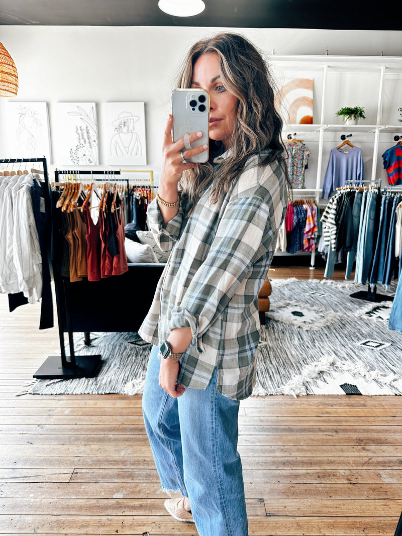 Spruce Oversized Flannel-Tops Casual-VerClare Boutique