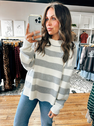 Heather Ribbed Knit Sweater-Sweaters-VerClare Boutique