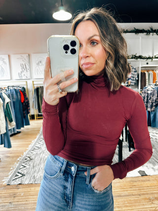 Wine View. Toby Turtleneck Ribbed Top-4 Colors-Tops Basic Solid-VerClare Boutique