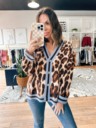 Leopard Pattern Sweater Cardigan-Sweaters-VerClare Boutique