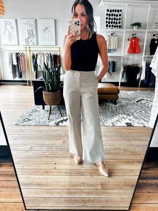 Simone Espresso Striped Wide-Leg Pants-Bottoms-VerClare Boutique