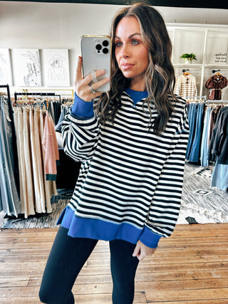 Addie Stripe Pullover-2 Colors-Jackets & Kimonos-VerClare Boutique