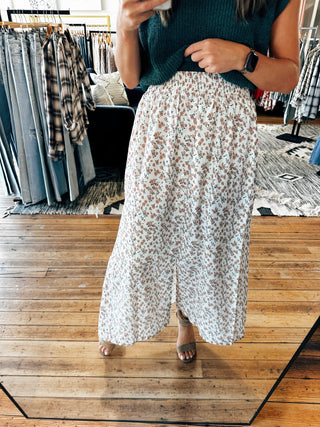 Floral Button Midi Skirt-Bottoms-VerClare Boutique