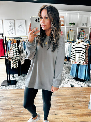 Grey View. Legging Ribbed Knit Pullover-4 Colors-Tops Basic Solid-VerClare Boutique