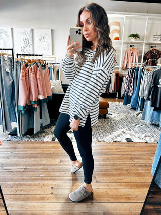 Triple Stripe Cuffed Long Sleeve-3 Colors-Tops Basic Print-VerClare Boutique