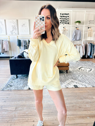 Weekender V-Neck - Sunnyside-Tops Basic SolidHarper Two Piece Set-Blush | VerClare Boutique | Chenoa, IL-Women's Blush Lounge Set. Available in sizes: S, M, L. 60% Cotton, 40% Polyester. Free US shipping on all eligible orders. Located in Chenoa, Illinois.-VerClare Boutique