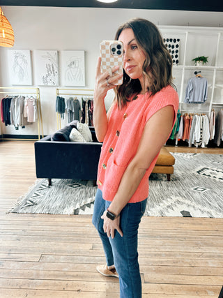 Vanessa Buttons Sweater Vest - Guava-SweatersVanessa Buttons Sweater Vest - Guava | VerClare Boutique | Chenoa, IL-VerClare Boutique