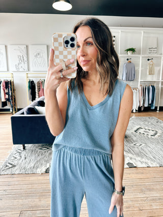 Sloane V-Neck Denim Tank - Santorini Indigo-Tops Basic SolidWishlist Elaria Scallop Sweater Tank – M. Blue | VerClare Boutique | Chenoa, IL-Shop the Wishlist Elaria Scallop Sweater Tank in M. Blue. A lightweight sweater tank with feminine scalloped details, perfect for layering or wearing solo. Available now at VerClare Boutique! | VerClare Boutique | Chenoa, IL-VerClare Boutique