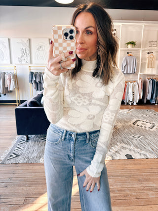 Isa Floral Jacquard Top-2 Colors-Tops CasualIsa Floral Jacquard Top | VerClare Boutique | Chenoa, IL-Women's Isa Floral Jacquard Top | Sizes: S, M, L, XL | Color: Green, Cream | Free US shipping on all eligible orders. Located in Chenoa, Illinois-VerClare Boutique