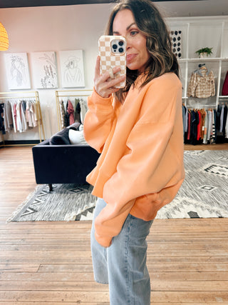 Norah Dropped Shoulder Sweatshirt - Peach-Jackets & Kimonos-VerClare Boutique
