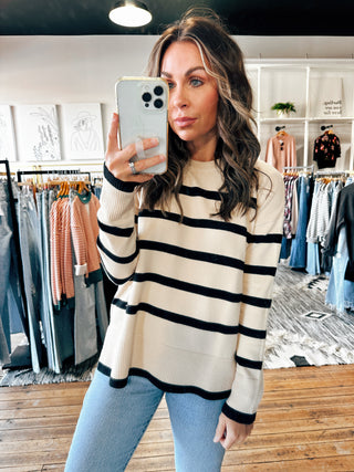 Almond Stripe Sweater-Sweaters-VerClare Boutique