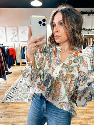 Paisley Printed Top-Tops Casual-VerClare Boutique