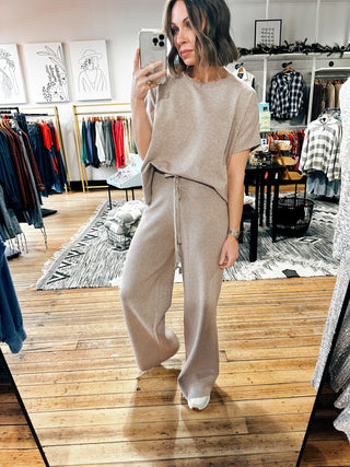 Mocha Sweater and Pants Set-Bottoms-VerClare Boutique