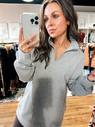 Chase Half-Zip Pull Over-Grey-Jackets & Kimonos-VerClare Boutique