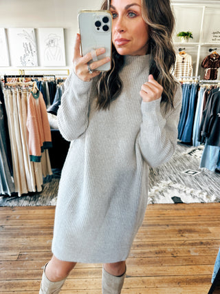 Mock Neck Sweater Dress-Dresses & Rompers-VerClare Boutique