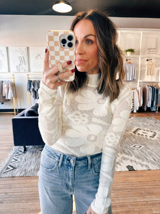 Isa Floral Jacquard Top-2 Colors-Tops CasualIsa Floral Jacquard Top | VerClare Boutique | Chenoa, IL-Women's Isa Floral Jacquard Top | Sizes: S, M, L, XL | Color: Green, Cream | Free US shipping on all eligible orders. Located in Chenoa, Illinois-VerClare Boutique