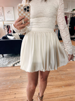 Caeli Satin Bubble Mini Skirt-2 Colors-Bottoms-VerClare Boutique